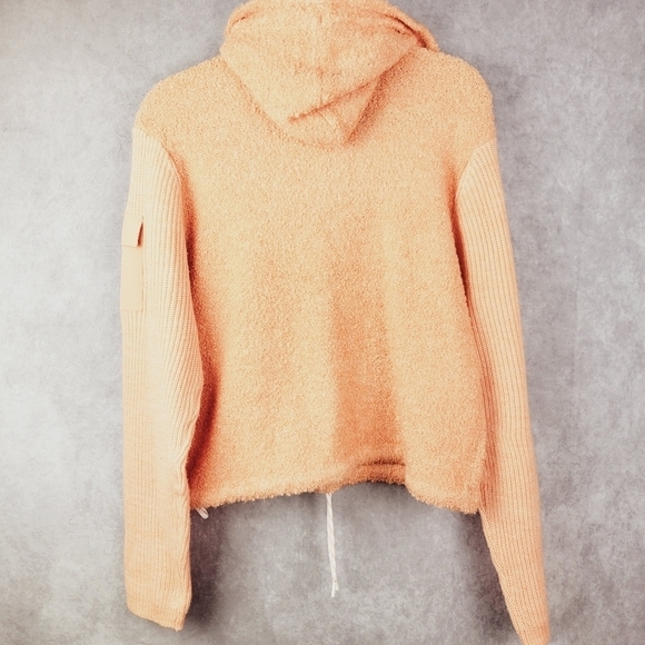 FLX Hooded Half-Zip Mixed-Media Pullover Blushed Out Size M - Picture 5 of 16